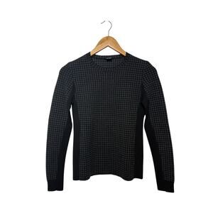 Theory Women's Tommie D'Noble Black Houndstooth Wool Pullover Sweater Size P